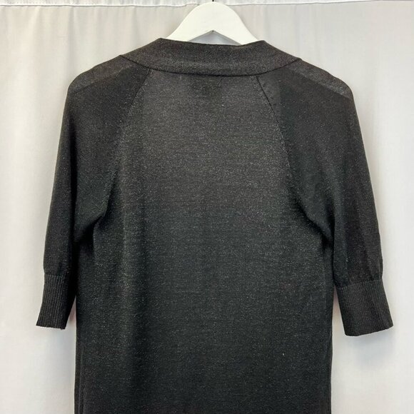 Express Womens Cardigan Sweater Black 3/4 Sleeve Open Front Tight Knit Glitter S - Picture 5 of 11